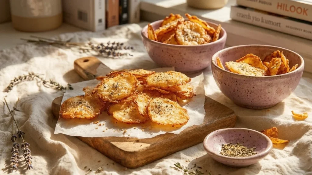 cottage cheese chips crispy baked on parchment