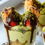 dubai chocolate strawberries with pistachio and crispy kunafa