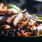 high protein chicken burrito bowls meal prep