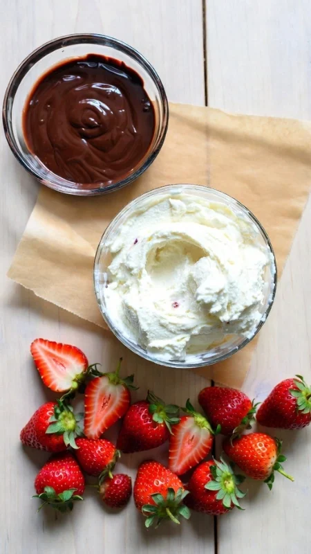 ingredients for chocolate covered strawberry yogurt bites