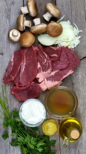 ingredients for russian beef stroganoff