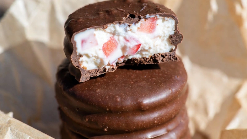 inside chocolate covered strawberry yogurt bites