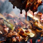 chicken yakitori with scallions soy glaze