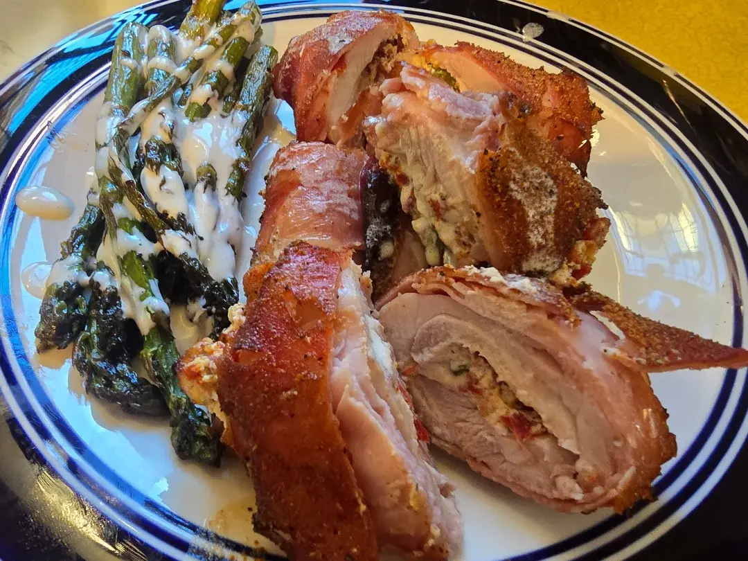 Wrapped Goat Cheese Stuffed Chicken Thighs