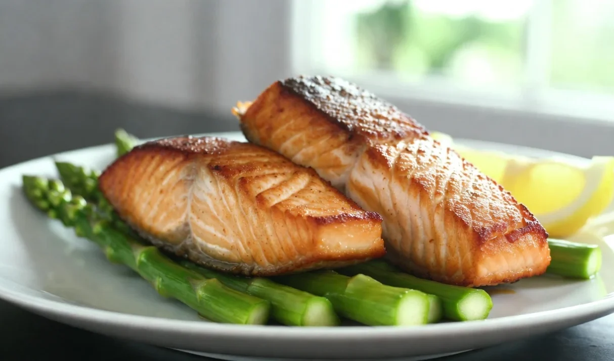 Air Fryer Salmon and Asparagus
