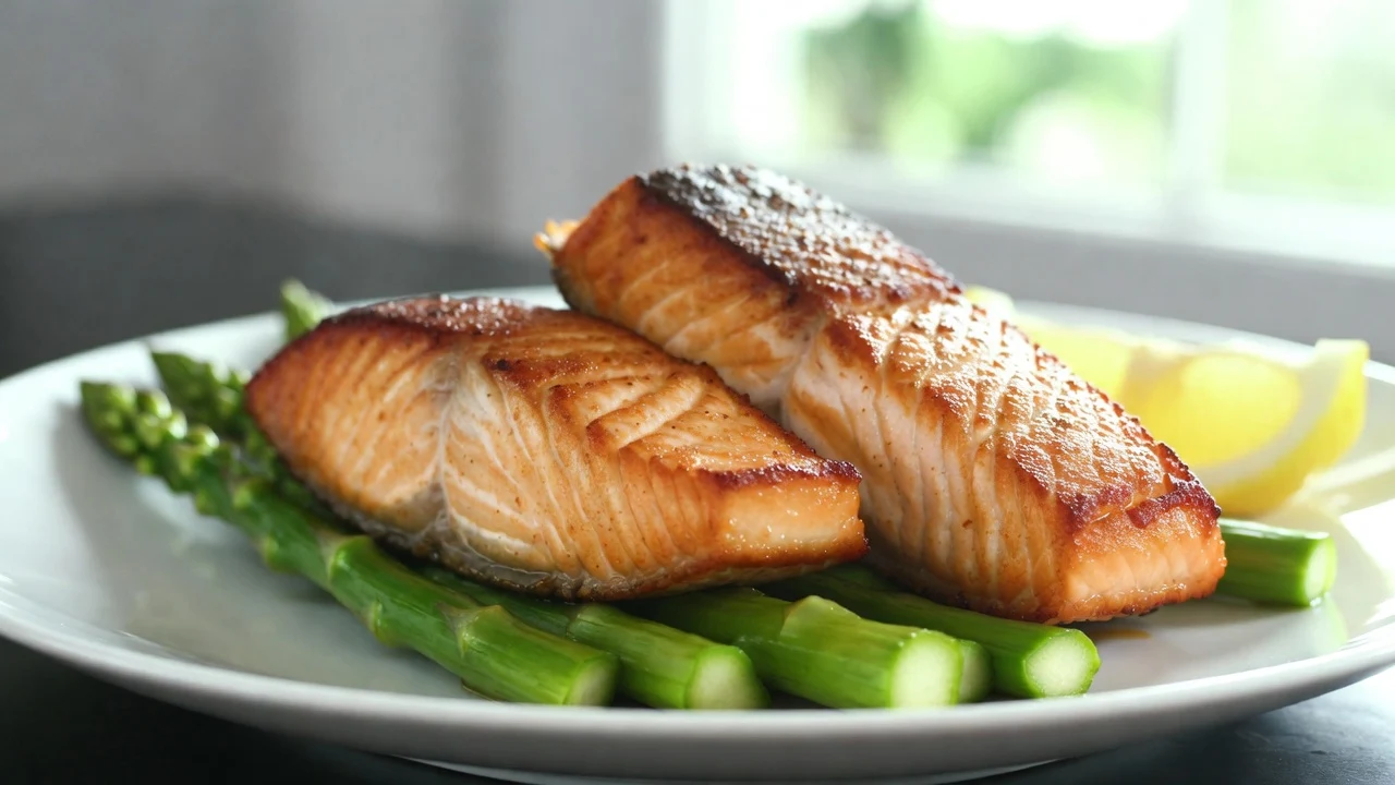Air Fryer Salmon and Asparagus