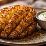 blooming potato crispy cut with dipping sauce