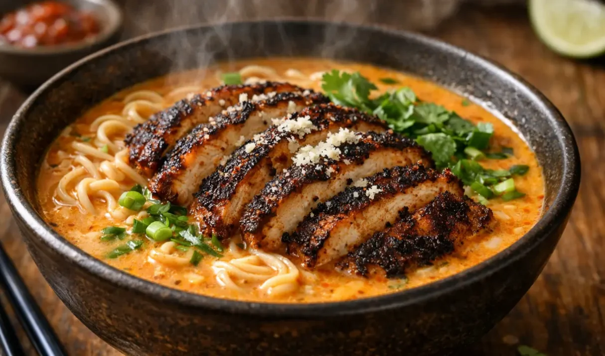 Creamy Blackened Chicken Ramen