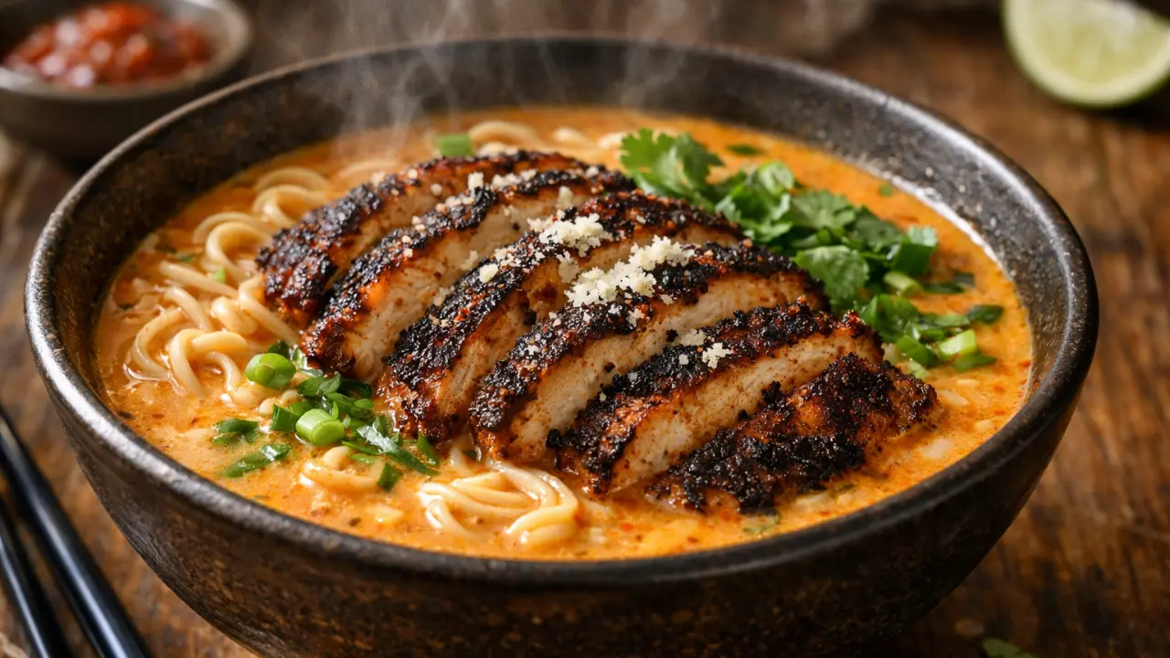Creamy Blackened Chicken Ramen