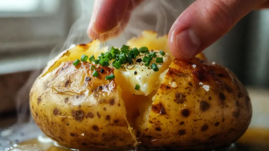 fluffy baked potato opening technique