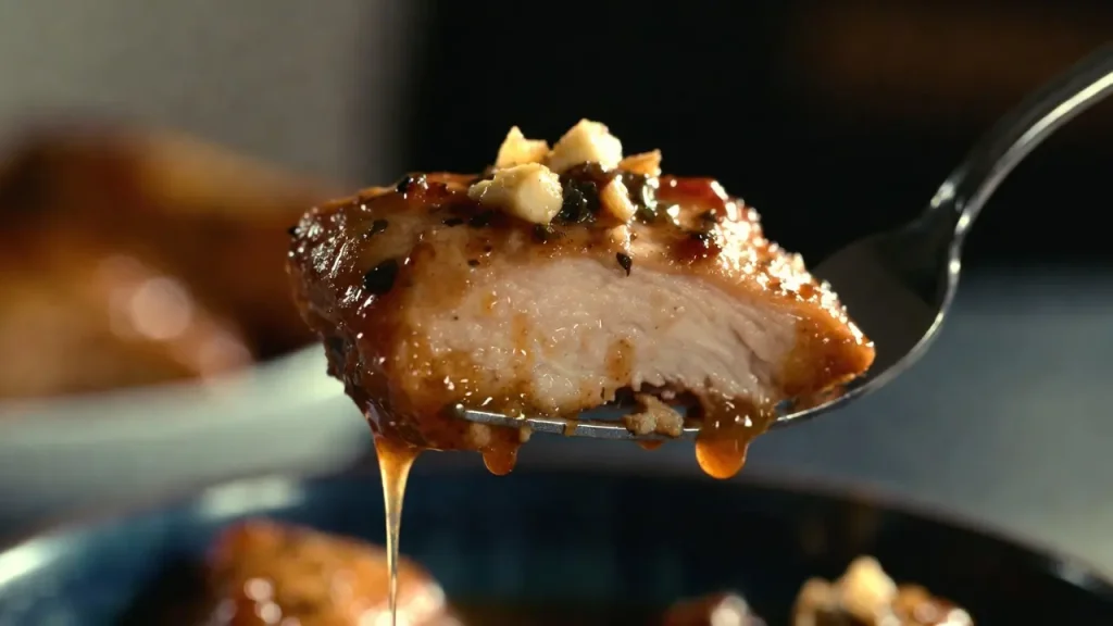 garlic butter chicken bites close up texture