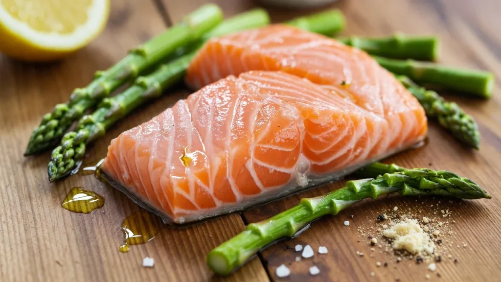 ingredients for air fryer salmon and asparagus