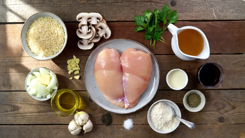 ingredients for chicken marsala rice casserole