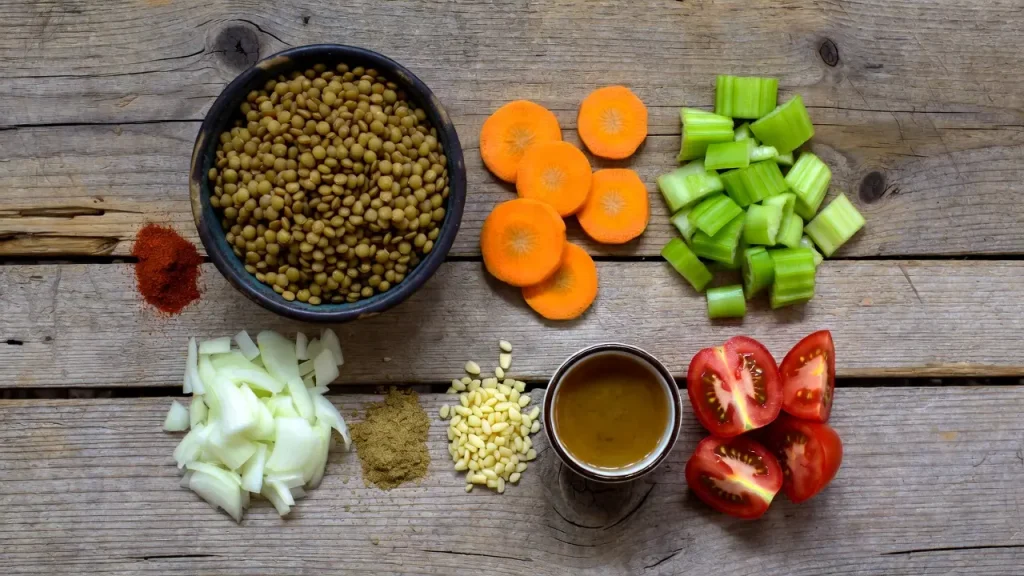 ingredients for one pot lentil stew