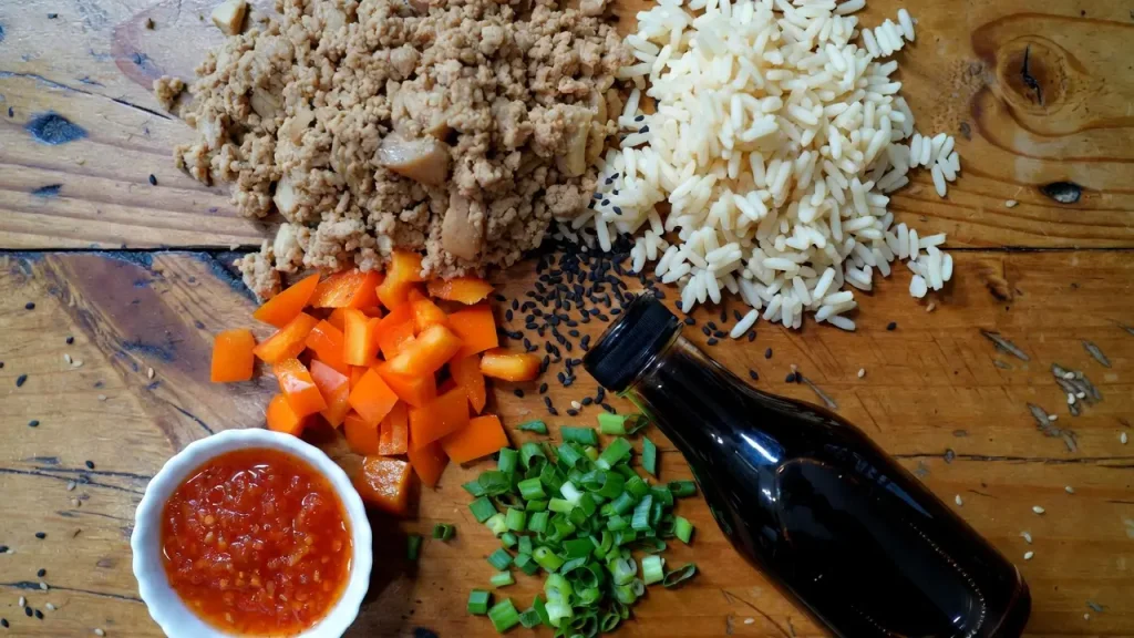 ingredients for turkey and rice meal prep