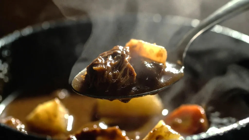 irish lamb stew close up texture