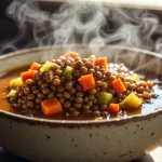 one pot lentil stew bowl