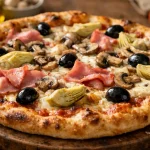 pizza capricciosa with ham mushrooms artichokes olives