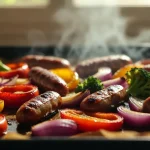 sheet pan sausage and veggies roasted