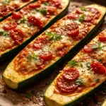 zucchini pizza boats baked with cheese